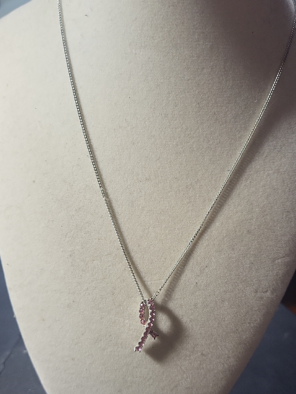 Avon N.h. Ribbon Pendant Necklace with Pink Stones - Women's Jewelry